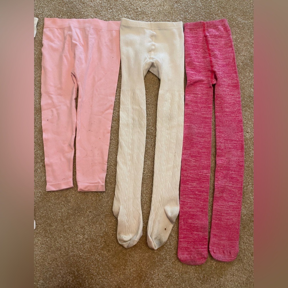 Kids' Pink, Cream, and Magenta Tights Set